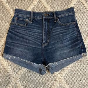 ABERCROMBIE & FITCH High Rise Blue Raw Hem Shorts - Women's Size 4